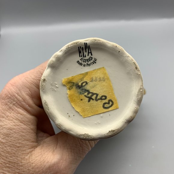 Vintage Elpa Alcobaca Gold Trimmed Floral Bud Vase Made in Portugal 6" High - Picture 7 of 13